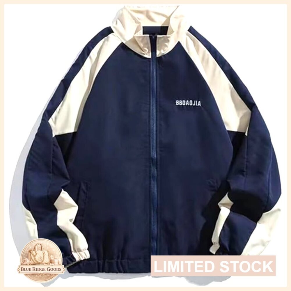 Y2K Windbreaker Jacket Vintage Racing College Oversized Harajuku Colorblock